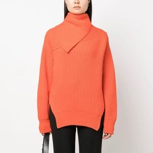 Jil Sander Burnt Orange Ribbed Wool Sweater 32